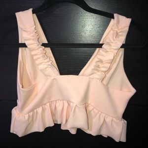 Light Pink Peplum Crop Top